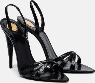 Saint Laurent Kate 110 croc-effect leather slingback sandals