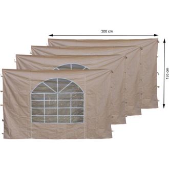 Quick-Star Quick-star - 4 Seitenteile Mit Pvc Fenster 300x193cm F&uuml;r Pavillon Sahara 3x3m Seitenwand Sand