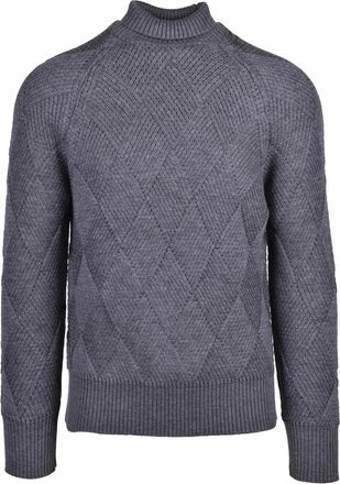 Alpha Studio Textured Turtleneck Sweater In Extrafine Merino Wool