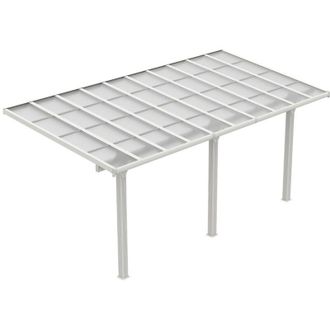 Vente-Unique Carport pergola addossata in alluminio con tetto in policarbonato 18,54 m&sup2; Bianco - PAZERA
