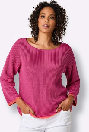 Cr&eacute;ation L 3/4 Arm-Pullover CREATION L PREMIUM Lyocell-Baumwoll-Pullover, Damen, Gr. 36, fuchsia, 70% Lyocell, 30% Baumwolle, unifarben, Pullover 3/4 Arm-Pullove