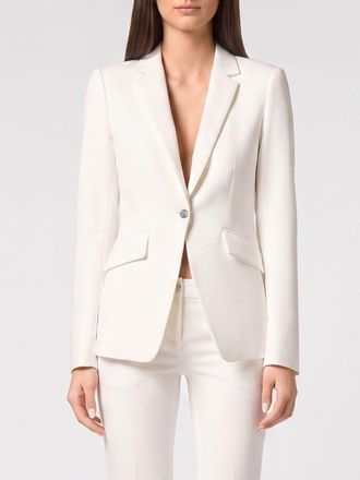 Philipp Plein Single-Breasted Cropped Cr&ecirc;pe Blazer with Skull Print and Rhinestones