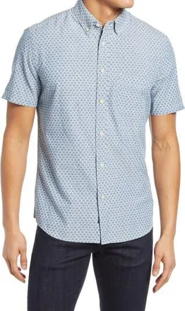 Faherty Playa Regular Fit Print Short Sleeve Button-Down Shirt in Fish Scale Redux at Nordstrom Rack, Size Medium