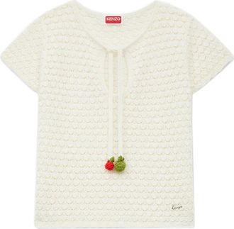 Kenzo Appel Pop Crochet Top - Dames - T-shirts - Wit - M - Katoen - Tops