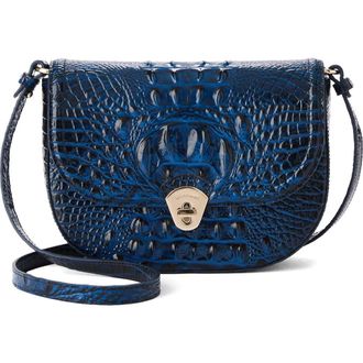 Brahmin Portia Croc Embossed Leather Crossbody Bag in Anchor at Nordstrom