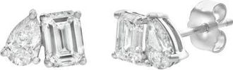 LuvMyJewelry Valessa 14K Gold 1.75 Ct Lab Grown Diamond Toi Et Moi Earrings in 14K White Gold at Nordstrom