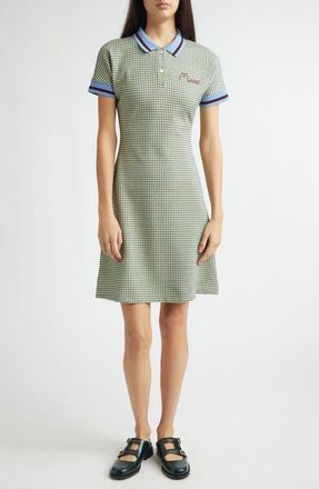 Marni Check Jacquard A-Line Polo Dress in Green/Vanilla at Nordstrom, Size 0 Us