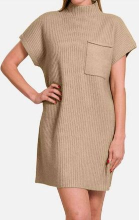 Entro Ribbed Sweater Dress In Tan