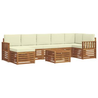 vidaXL Conjunto De Sof&aacute;s De Exterior Con Coj&iacute;n 8 Pcs Natural Y Crema Vidaxl