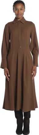 Crida Milano Baldo Ribbed Dress - Dames - Shirt Kleedjes - Bruin - M - Wol - Kleedjes