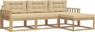 vidaXL Conjunto De Sof&aacute;s De Exterior 4 Uds. Y Beige Poli&eacute;ster Vidaxl