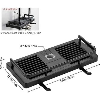 OEM Ducha &Eacute;tag&egrave;re De Douche Maison Salle De Bains Salle De Bains Support De Levage Abs-noir Trou Rond 24-25mm Ouverture-crezuo