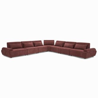 Oviala Sof&aacute; esquinero modular de 7 plazas con respaldo ajustable rojo quemado