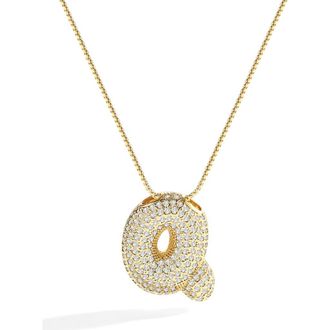 Mint & Lily Pave Bubble Initial Necklace in 18K Gold /Letter Q at Nordstrom