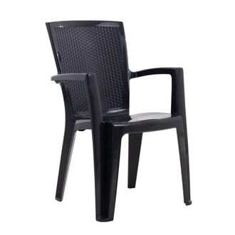 Siediti Fuori e Dentro Set de 4 sillas apilables de resina con reposabrazos antracita