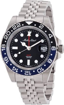 Mathey-Tissot Mathy Vintage GMT Black Dial Batman Bezel Mens Watch H903ANB