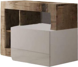 Dmora Scarpiera Varano, Mobile portascarpe, Armadio da ingresso multiuso, Mobiletto per calzature, Made in Italy, 91x35 h58 cm, Bianco lucido e Acacia