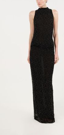 Nocturne Stone-Embellished Maxi Dress in Black at Nordstrom, Size X-Small