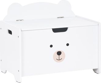 Beliani Ba&uacute;l Para Juguetes Con Banco Para Habitaci&oacute;n Infantil Motivo Animal Mdf Sala De Juegos Blanco Mimili