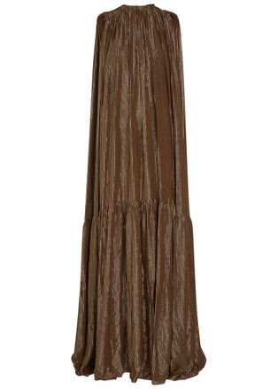 Petar Petrov Draped Striped Silk-blend Chiffon Gown - Gold - 40 (UK12 / M)