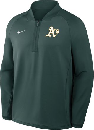 Nike Athletics Authentic Collection Nike Mens Dri-FIT MLB 1/2-Zip Long-Sleeve Top in Green | 04H93EYFZ-KRR