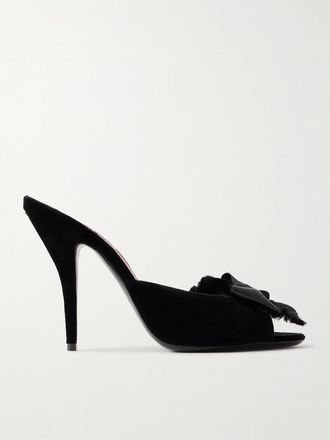 Valentino Garavani Mule In Velluto Con Finiture In Raso E Fiocco Marie - Nero