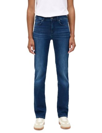 Mustang Straight-Jeans MUSTANG Damen Style Shelby Straight, Damen, Gr. 28, L&auml;nge 30, blau (682 mittelblau), Denim/Jeans, 78% Baumwolle, 10% Lyocell, 9% Elasto