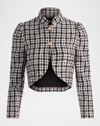Alice & Olivia Ilaria Cropped Tweed Jacket