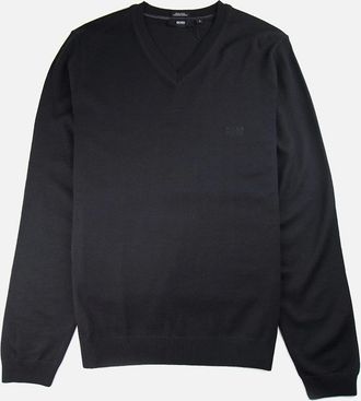 HUGO BOSS Mens Hugo Boss Bargritte-B V Neck Knitted Jumper Black - Size: 46