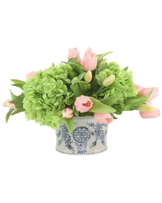 Creative Displays Inc. Real Touch Hydrangeas & Tulips Arranged In Ceramic Vase