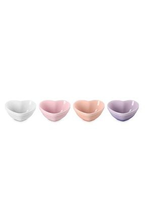 LE CREUSET Set of 4 Stoneware Mini Heart Bowls in Multicolor at Nordstrom