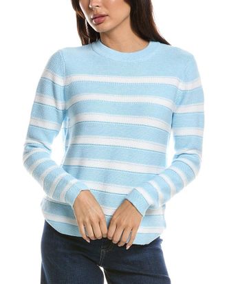 Fort&eacute; Cashmere Stripe Crewneck Sweater