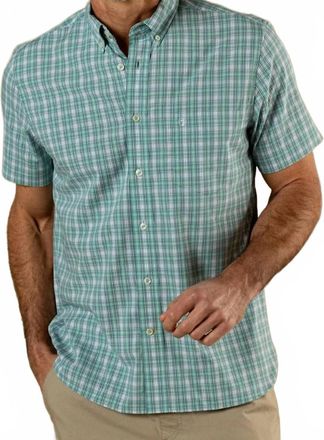 Duck Head Performance Poplin Sport Shirt In Forest Plaid Aspen Green