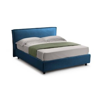 Dmora Cama Francesa Brienza, Colch&oacute;n Incluido, Desenfundable Made In Italy, Con Almacenaje, Azul