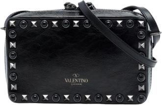 Valentino Pre-owned Rockstud Crossbody Bag - Dames - Vintage Schoudertas - Zwart - ONE Size - Leer - Vintage
