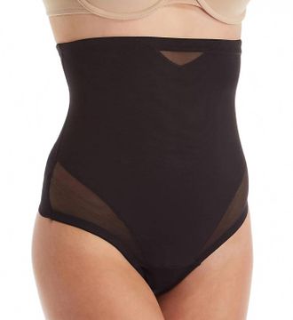 TC Fine Intimates Sheer Shaping & Comfort Hi-Waist Thong In Black