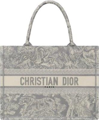 Dior Christian Dior Grey Toile de Jouy Canvas Medium Book Tote