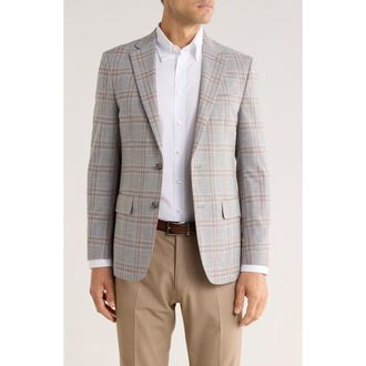 Original Penguin Plaid Notch Lapel Blazer in Tan/Grey at Nordstrom Rack, Size 42 Regular