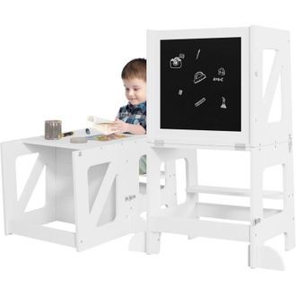 Woltu Woltu - Escalera Torre Infantil Montessori Para Ni&ntilde;os Mayores De 12 Meses, Color Blanco
