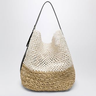 Toteme Tote bag with belt detail in &eacute;cru raffia