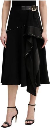 Karl Lagerfeld Mini Stud Midi Rok - Dames - Midirokken - Zwart - S - Leer - Rokken