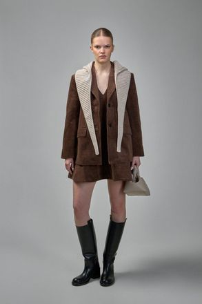 Ganni Seersucker Corduroy V-neck Mini Dress