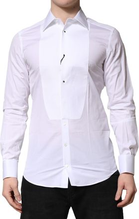 Dolce & Gabbana Mens White Gold Crown Cotton Dress Formal Shirt
