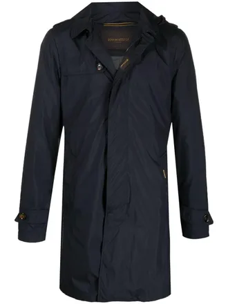 Moorer hooded button trench coat - Blue