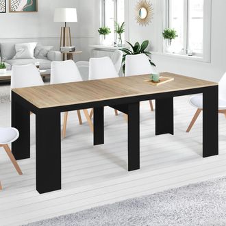 IDMarket Idmarket - Consola Extensible Orlando, 10 Plazas, 235 Cm, Madera Negra Y Haya