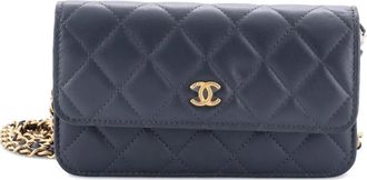 Chanel Pearl Crush Flap Phone Holder with Chain Quilted Lambskin crossbody bag - Grijs