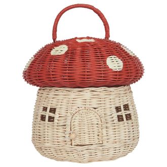 OEM Cesta De Setas De 28 Cm, Cesta De Setas Con Forma De Casa Y Tapa, Cesta De Rat&aacute;n Decorativa Port&aacute;til Con Asa, Accesorios De Fotograf&iacute;a, Regalos Para N