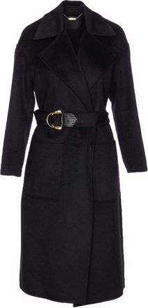Liu Jo Womens Black Wool Belted Coat - Size EU 42 (Womens)