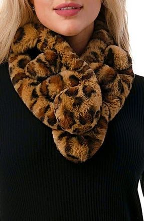 MARCUS ADLER Faux Fur Pom Collar Scarf in Leopard at Nordstrom Rack