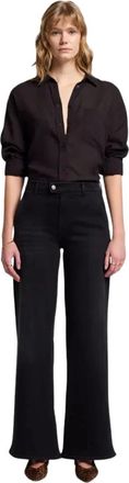 7 For All Mankind Tailored Lotta Envy - Dames - Wijde Broeken - Zwart - W26 - Leer - Broeken